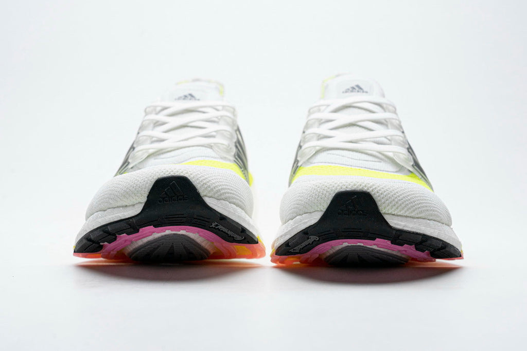 Adidas Ultraboost 21 Running Shoes FY0377 in White Yellow - product image from the listing.
