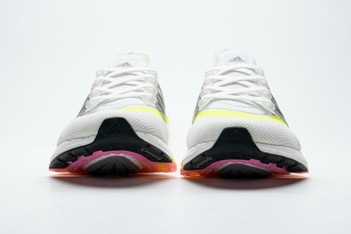 Adidas Ultraboost 21 Running Shoes FY0377 in White Yellow - product image from the listing.
