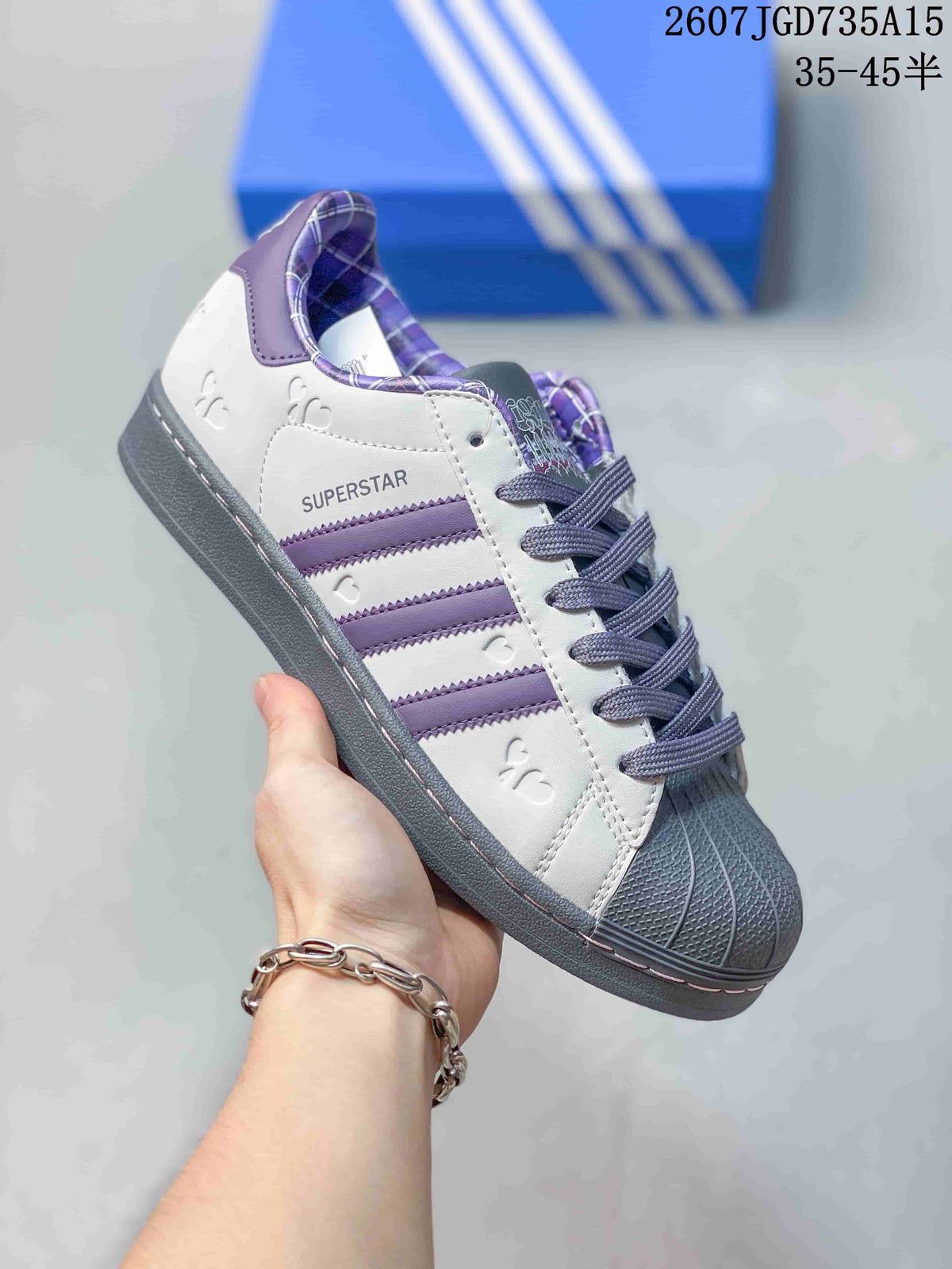 Adidas Superstar Sneakers in White Purple Gray 2607JGD735A15 - product image from the listing.