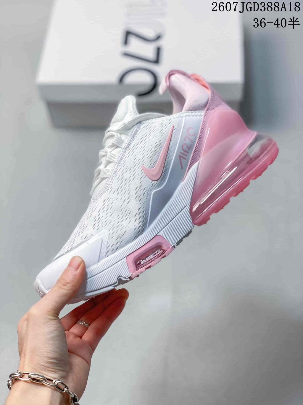 Nike Air Max 270 Premium Sneakers in White Pink - product image from the listing.