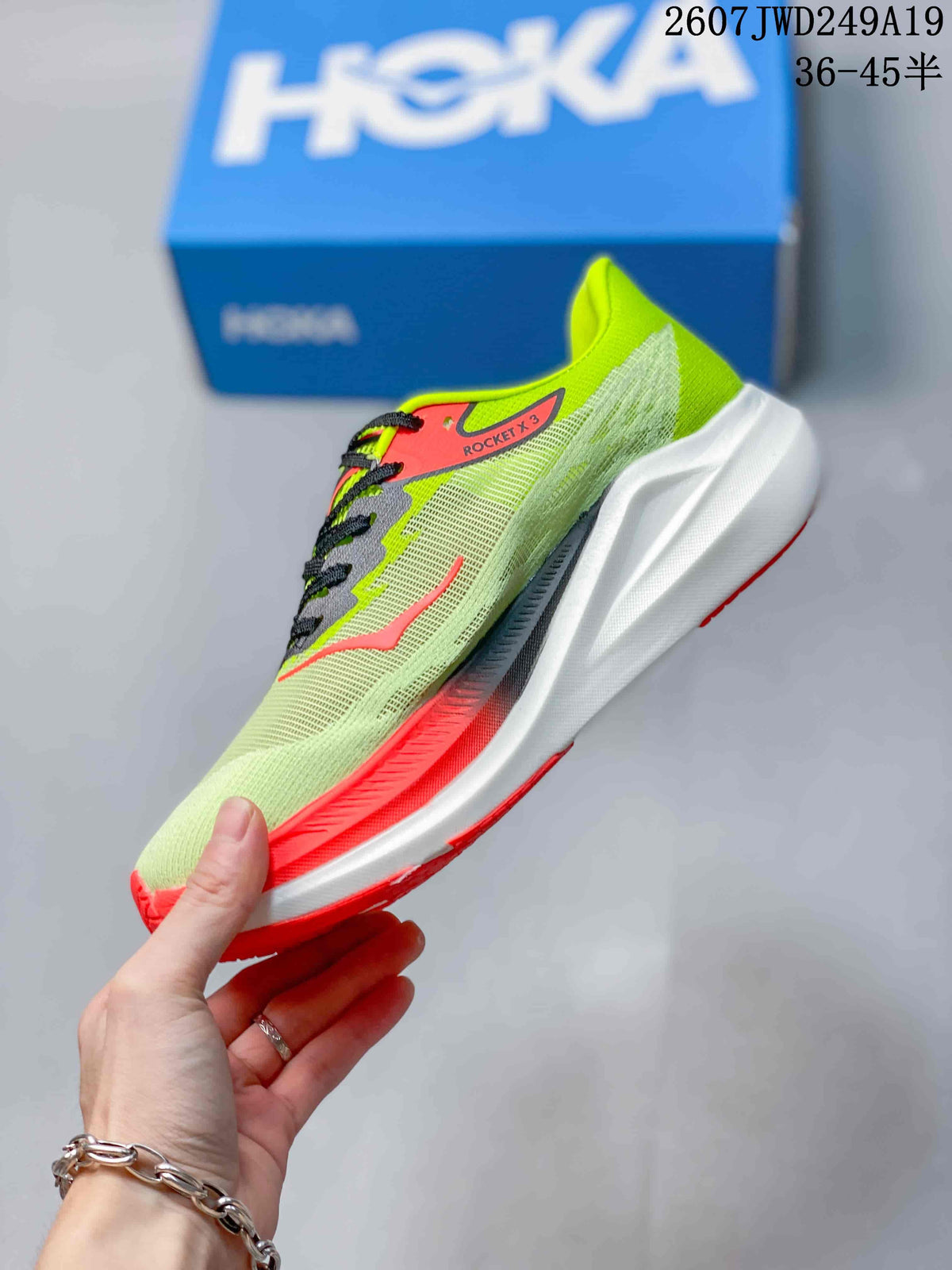Hoka Rocket X3 Running Shoes in Green Coral 2607TWD249A19 - product image from the listing.