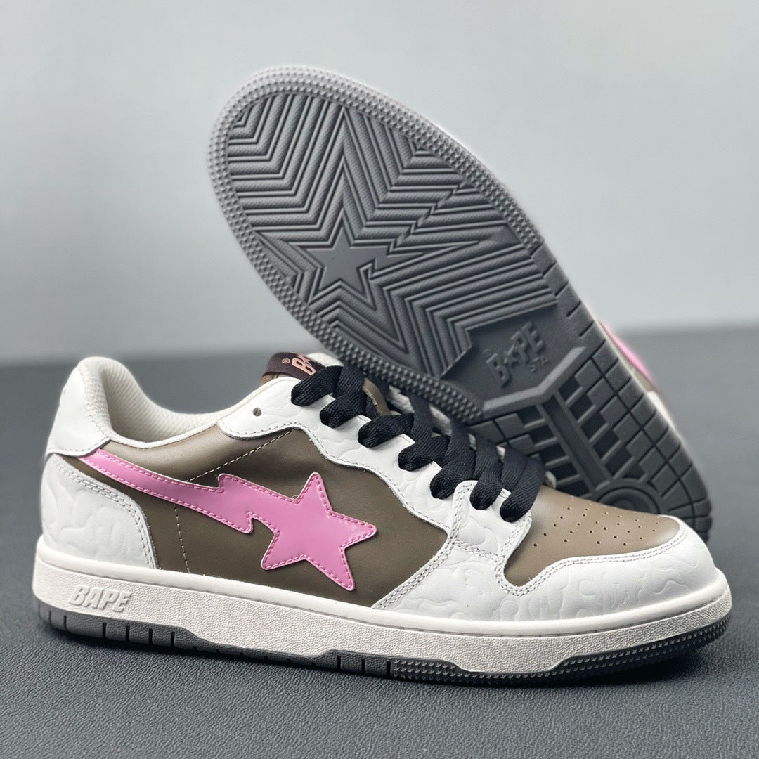 BAPE Sk8 Sta Low-Top Sneakers in White, in Taupe and Pink - product image from the listing.