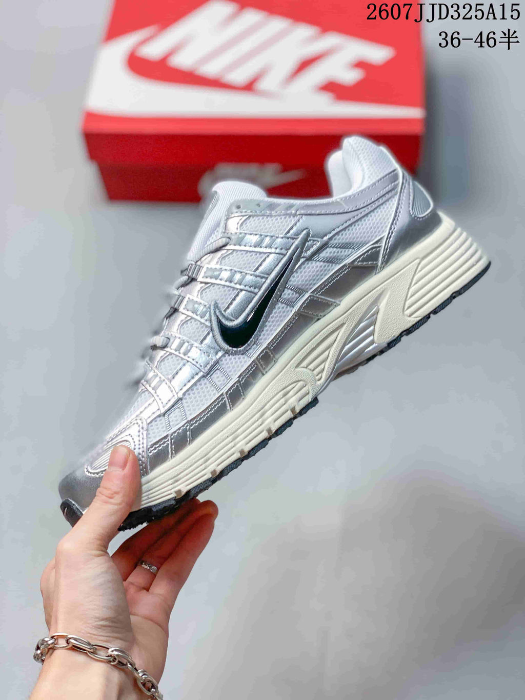 Nike P-6000 Initiator Sneakers in Silver White CD6404 - product image from the listing.