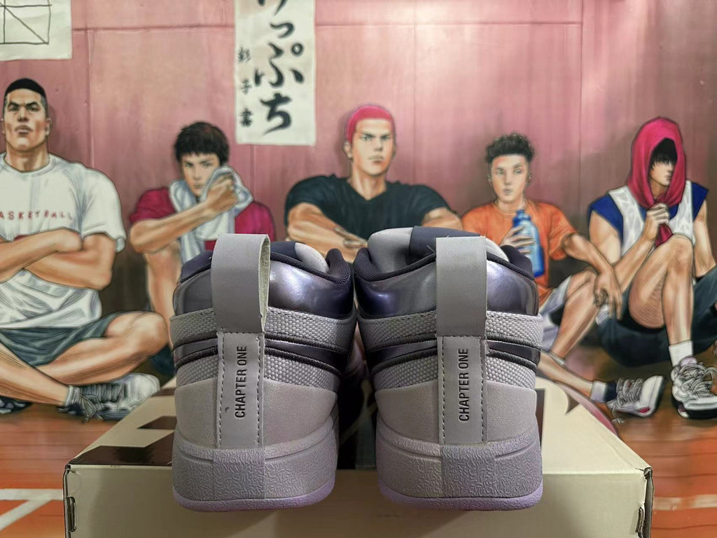 Gray and Purple Nike Book 1 Basketball Shoes - product image from the listing.