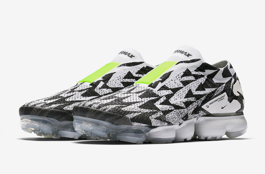 Nike Air VaporMax Moc 2 Acronym in Black White Volt AQ0996-001 - product image from the listing.