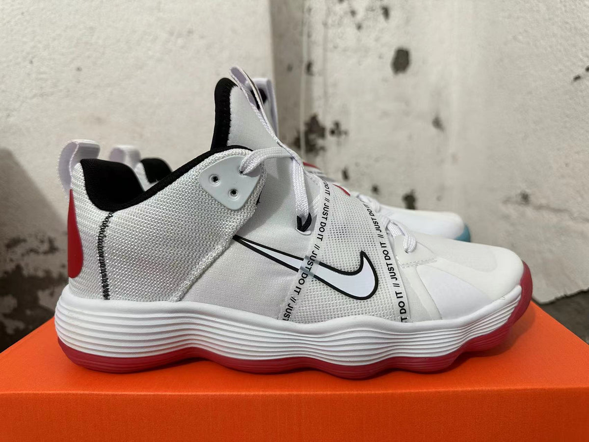 Nike White and Red Basketball Trainers with Strap - product image from the listing.