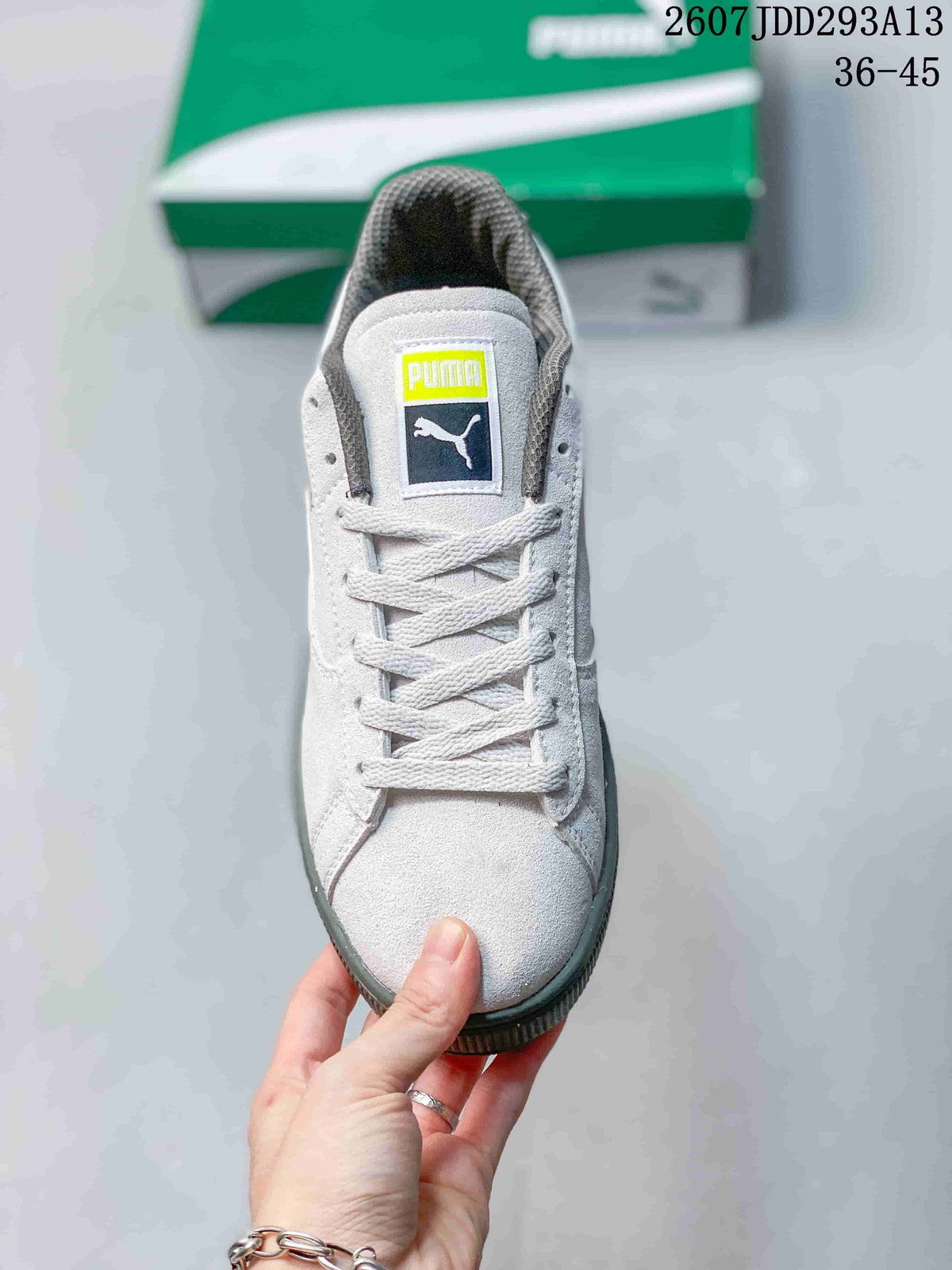 PUMA BMW MMS Suede XL Sneakers in White and Gray 2607JDD293A13 - product image from the listing.