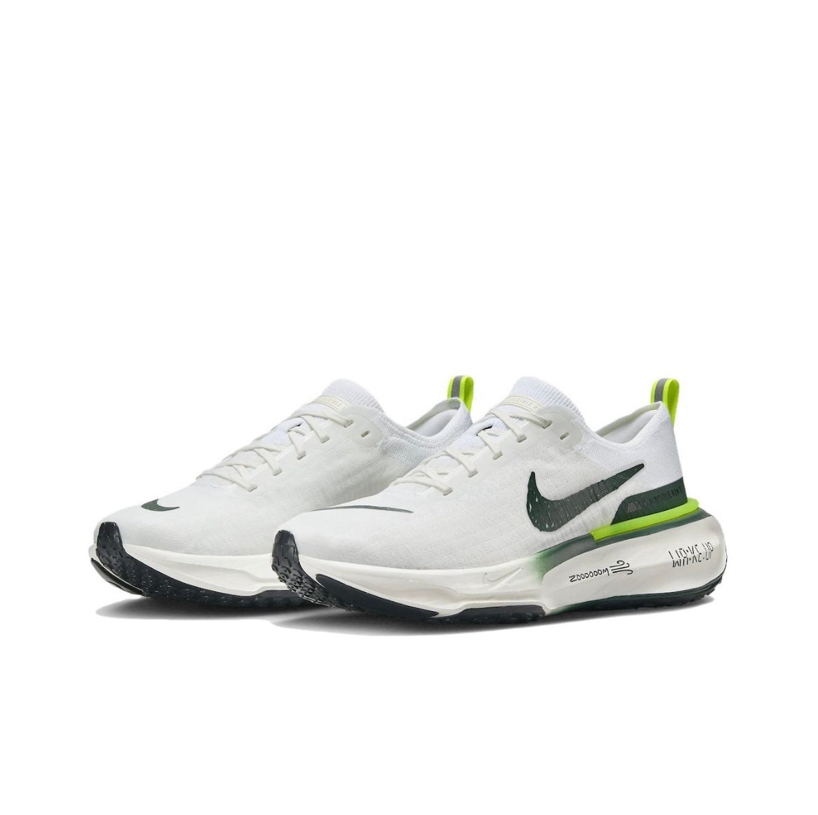 Nike ZoomX Invincible Run 3 Running Shoes in White Green FZ4018-100 - product image from the listing.
