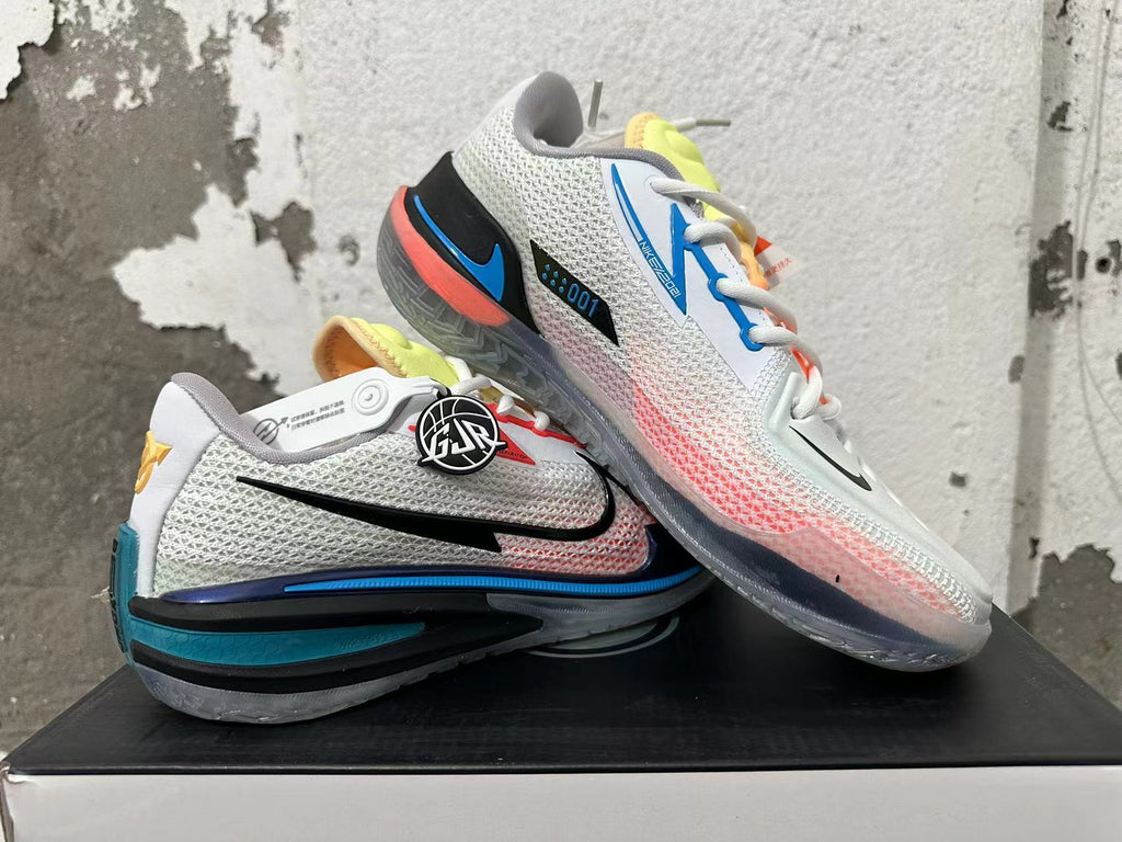 Nike Zoom GT Cut Basketball Shoes in White Blue - product image from the listing.