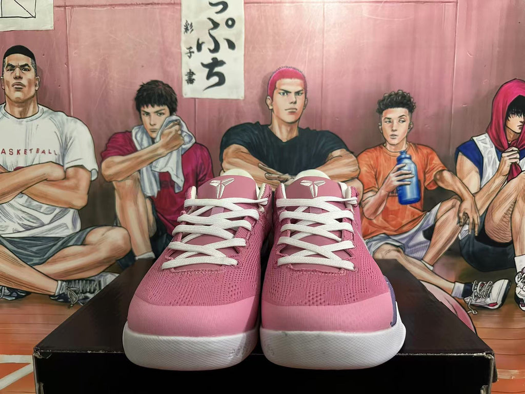 Pink and White Nike Kobe 8 Basketball Shoes - product image from the listing.