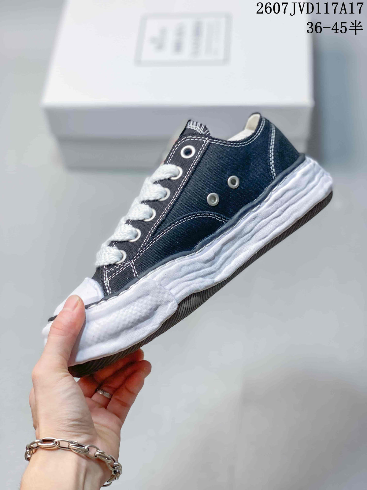 Maison Mihara Yasuhiro Original Sole Low Sneakers in Black White - product image from the listing.