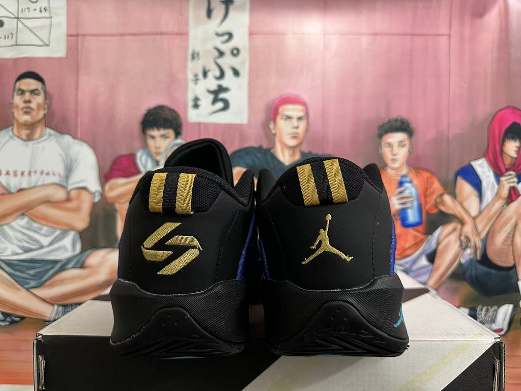 Jordan Luka 4 Basketball Shoes in Black Blue - product image from the listing.