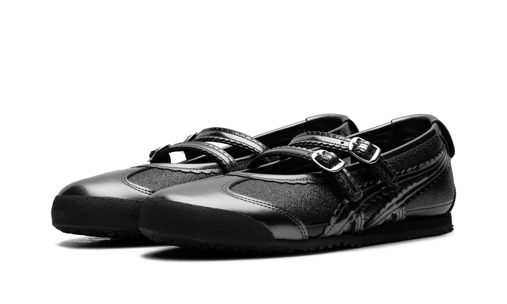 Women's Onitsuka Tiger Mexico 66 TGRS Glitter Pack Ballet Flats - Black Gunmetal - product image from the listing.