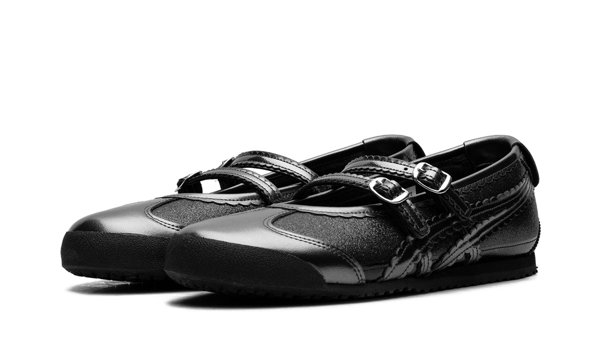 Women's Onitsuka Tiger Mexico 66 TGRS Glitter Pack Ballet Flats - Black Gunmetal - product image from the listing.