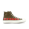 CONVERSE CHUCK TAYLOR ALL-STAR 70 HI X COMME DES GARÇONS PLAY MULTI-HEART in GREEN - product image from the listing.