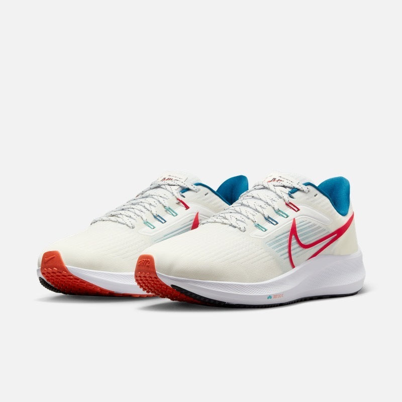 Nike Air Zoom Pegasus 39 Running Shoes in White Red Blue FD4322-161 - product image from the listing.