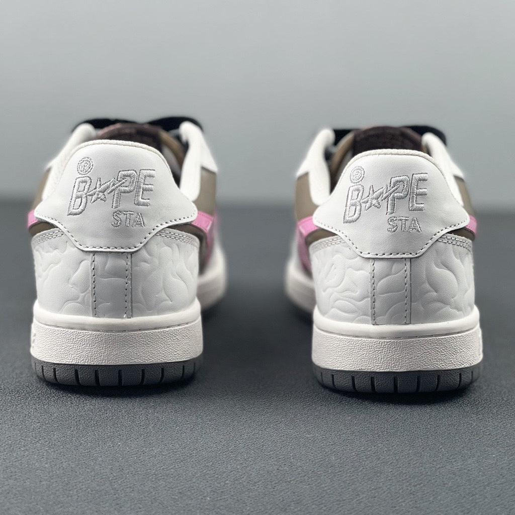 BAPE Sk8 Sta Low-Top Sneakers in White, in Taupe and Pink - product image from the listing.