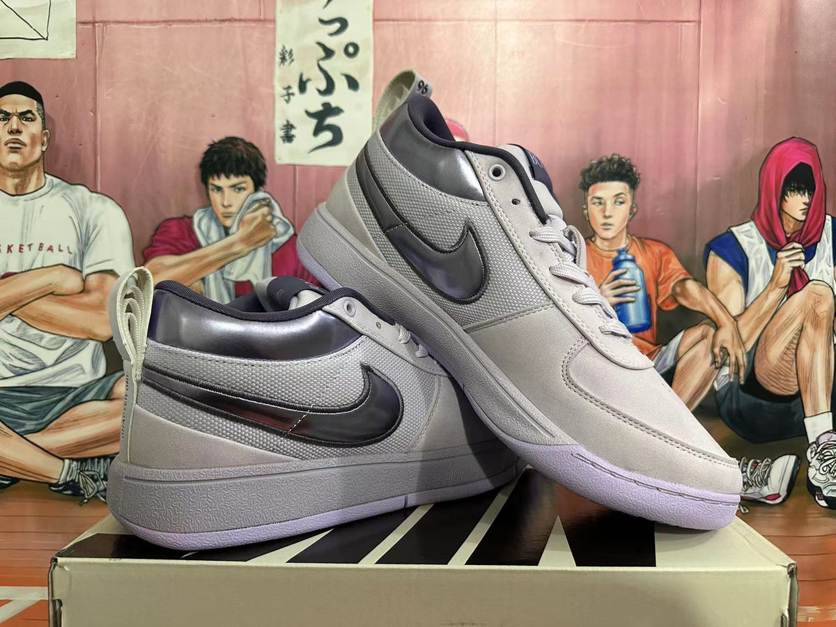 Gray and Purple Nike Book 1 Basketball Shoes - product image from the listing.