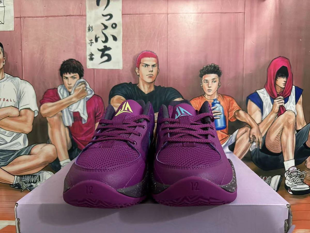 Nike Purple Basketball Footwear with Blue Swoosh - product image from the listing.