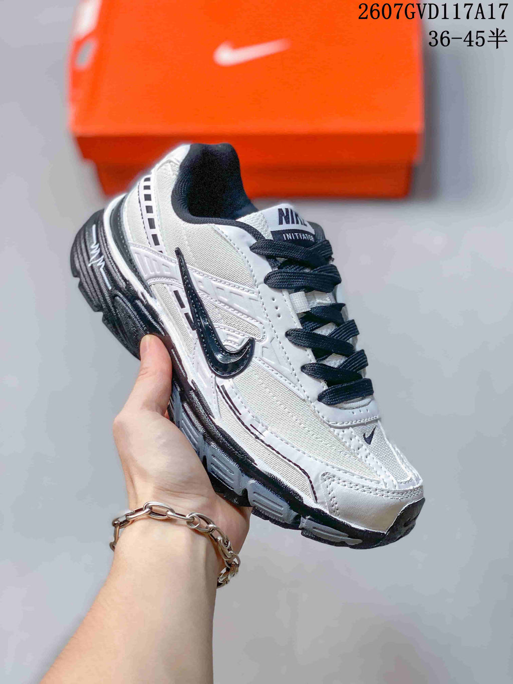 Nike Initiator Retro Running Sneakers in White Black FQ6873 - product image from the listing.
