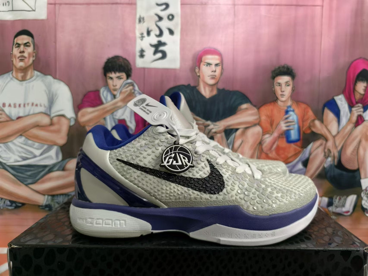 Nike Kobe 6 Basketball Shoes in White and Purple - product image from the listing.