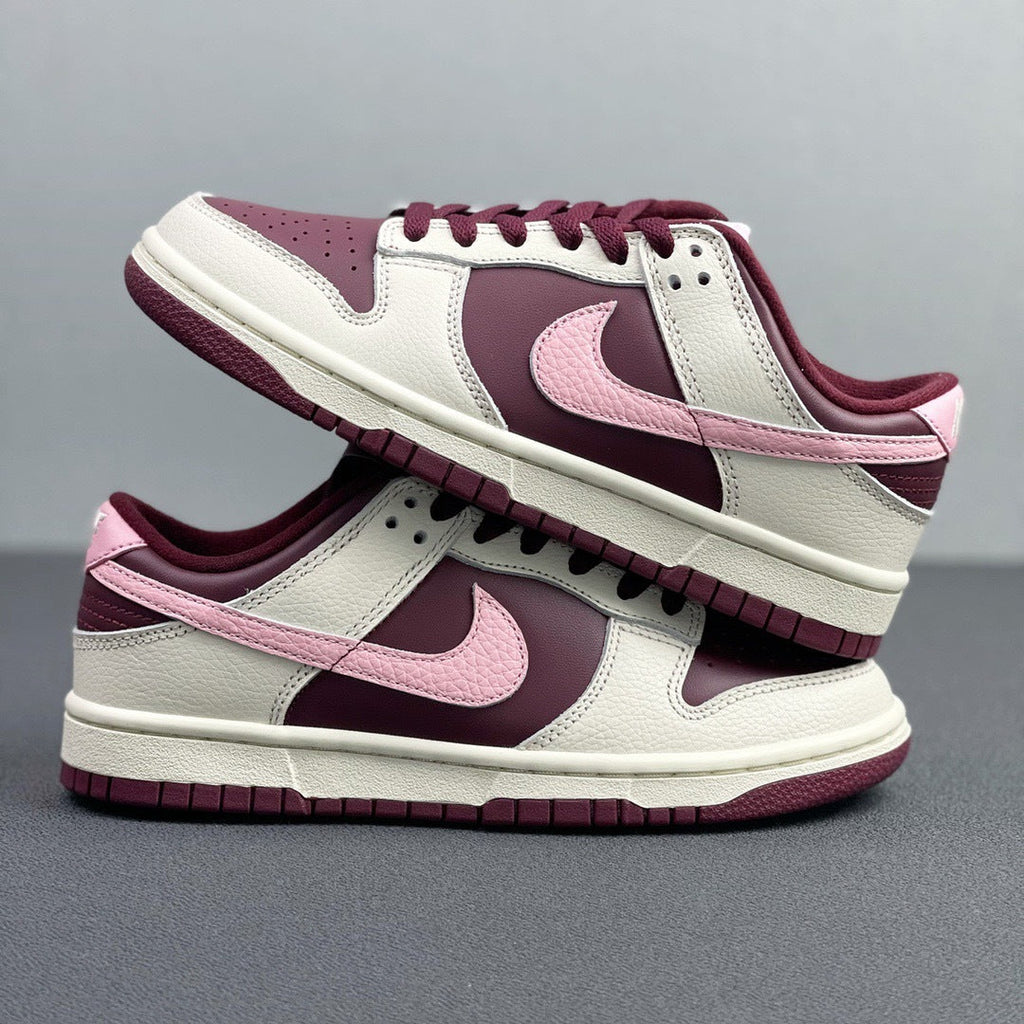 Nike Dunk Low Valentine's Day Sneakers in Burgundy Pink DR9705-100 - product image from the listing.