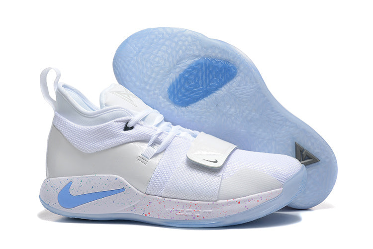 Nike PG 2 Basketball Shoes in White and Blue - product image from the listing.