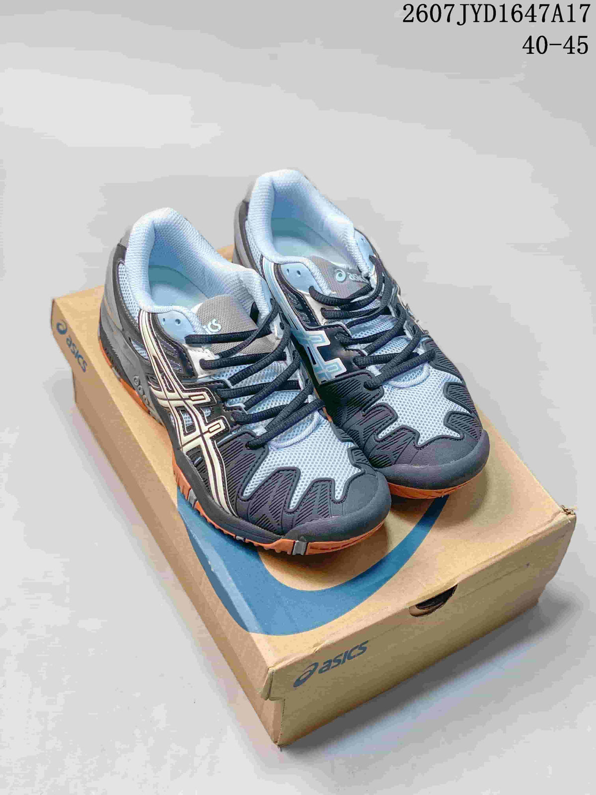 ASICS GEL-Resolution 5 Tennis Shoes in Gray Black Orange - product image from the listing.