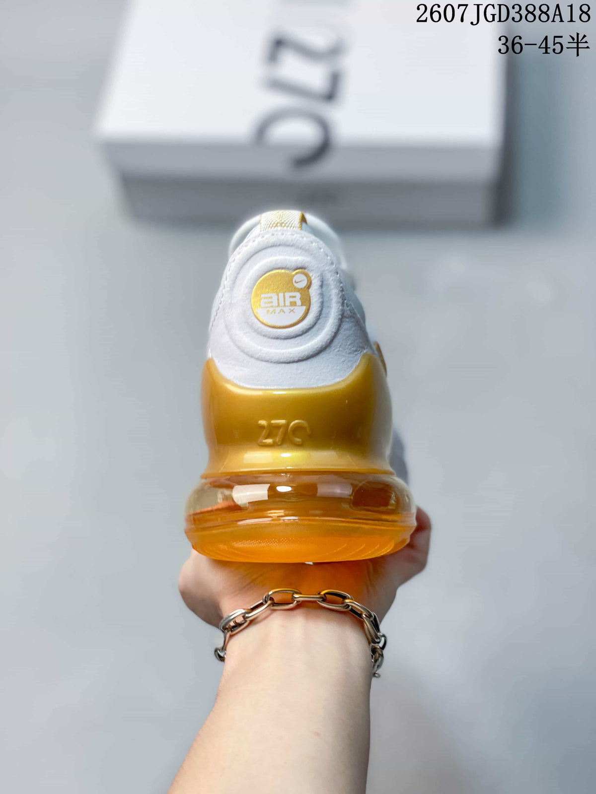 Nike Air Max 270 Premium Sneakers in White Gold 2607JGD388A18 - product image from the listing.