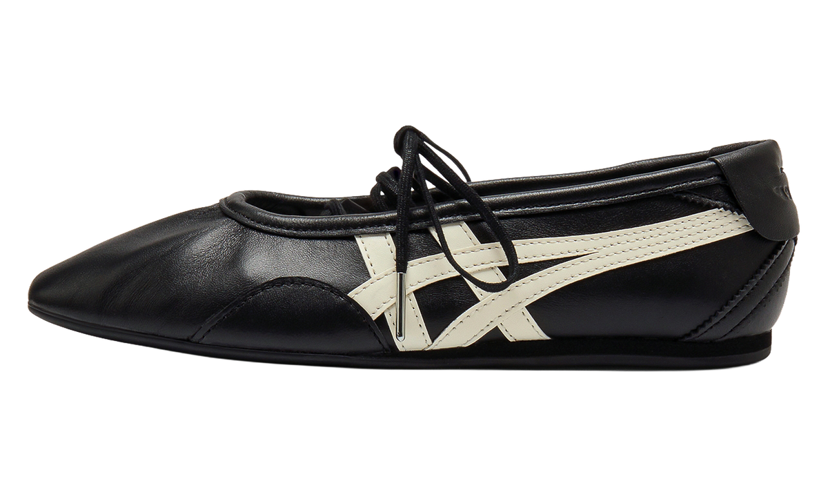 Women's Onitsuka Tiger Gymnarina Ballet Flats - Black Cream - product image from the listing.
