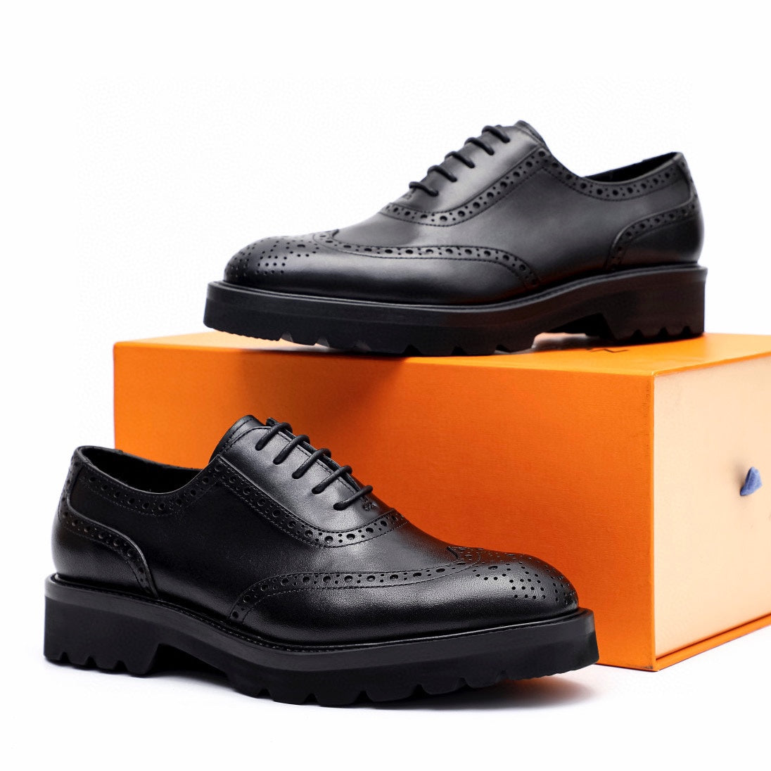 Black Leather Platform Loafers - product image from the listing.