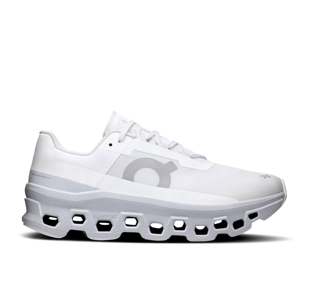 Men's On Cloudmonster White/Glacier Running Shoes - product image from the listing.