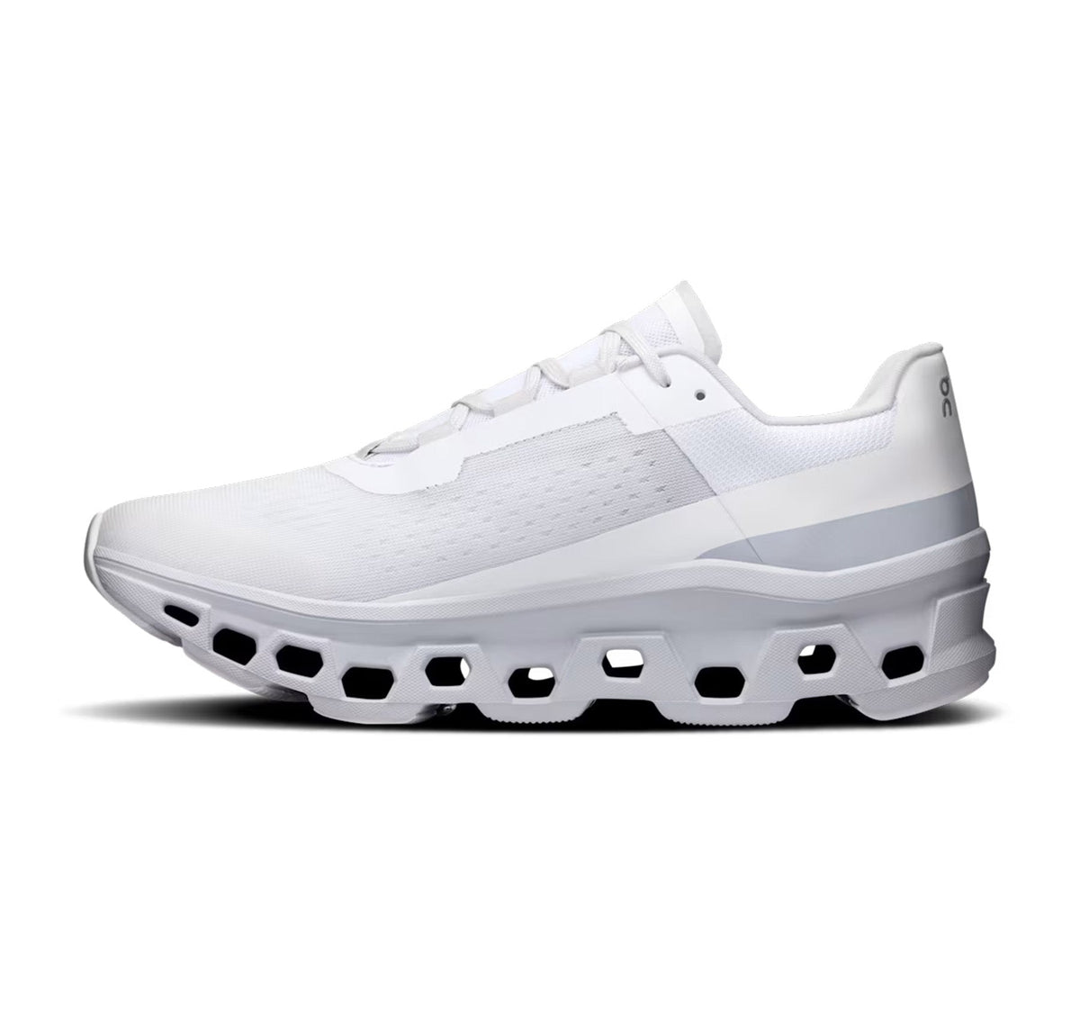 Men's On Cloudmonster White/Glacier Running Shoes - product image from the listing.