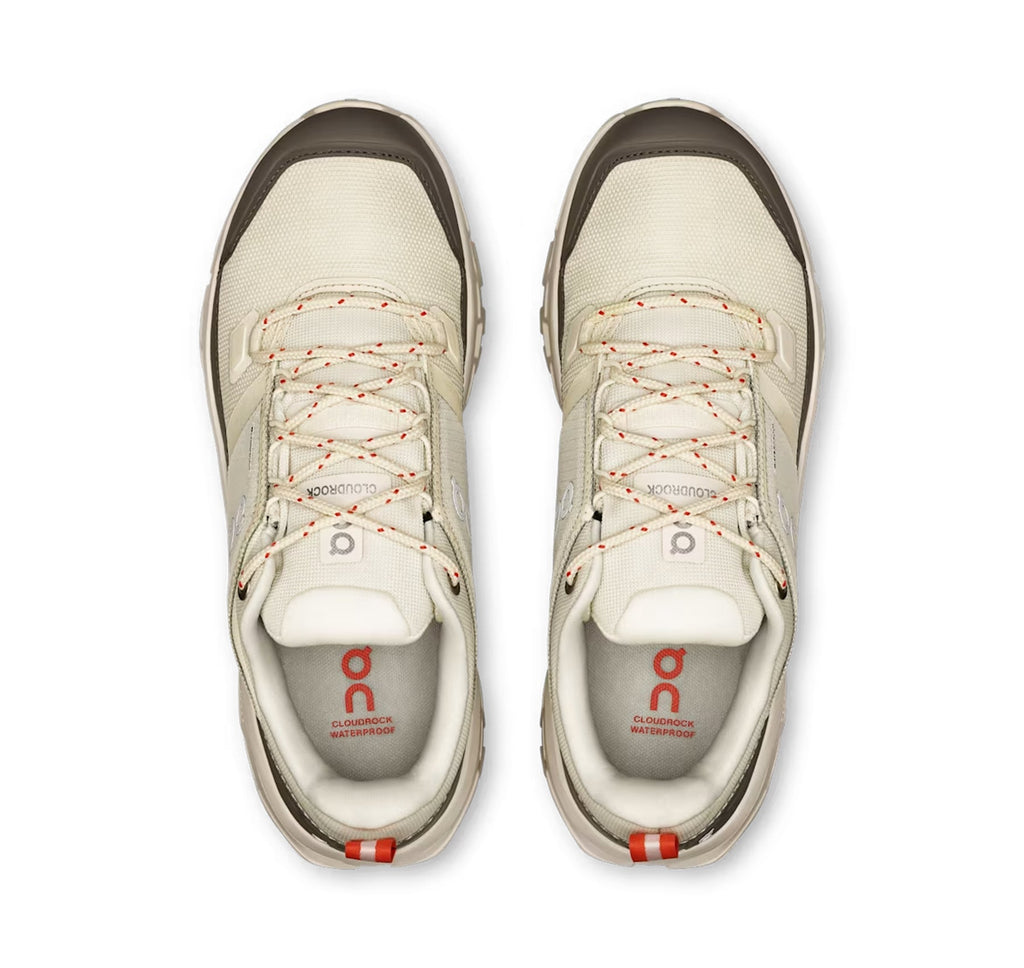 Women's On Cloudrock Low Waterproof Ivory Hiking Shoes - product image from the listing.