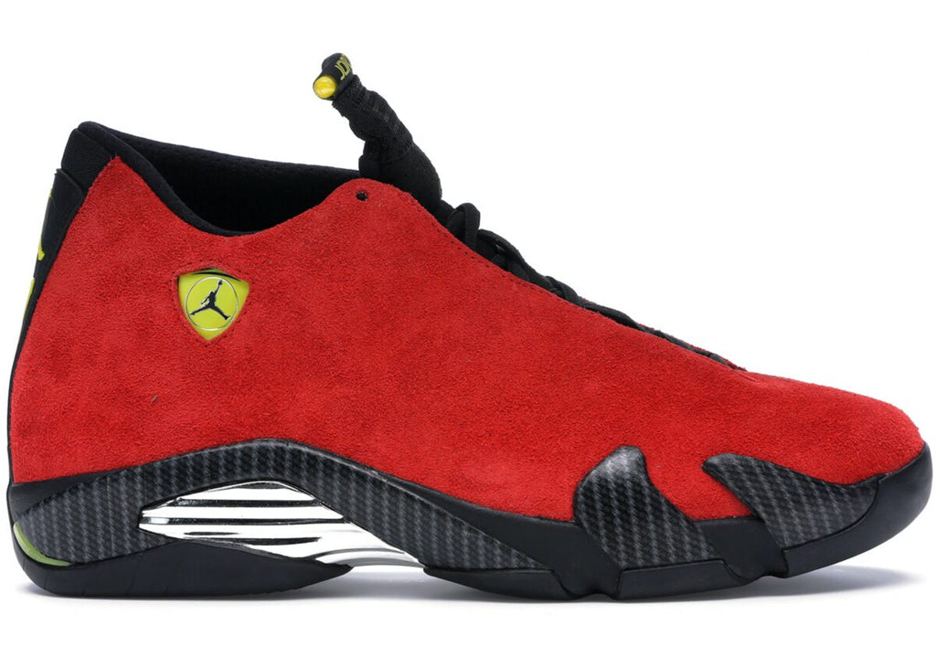 Jordan 14 Ferari Sneakers in Red - product image from the listing.