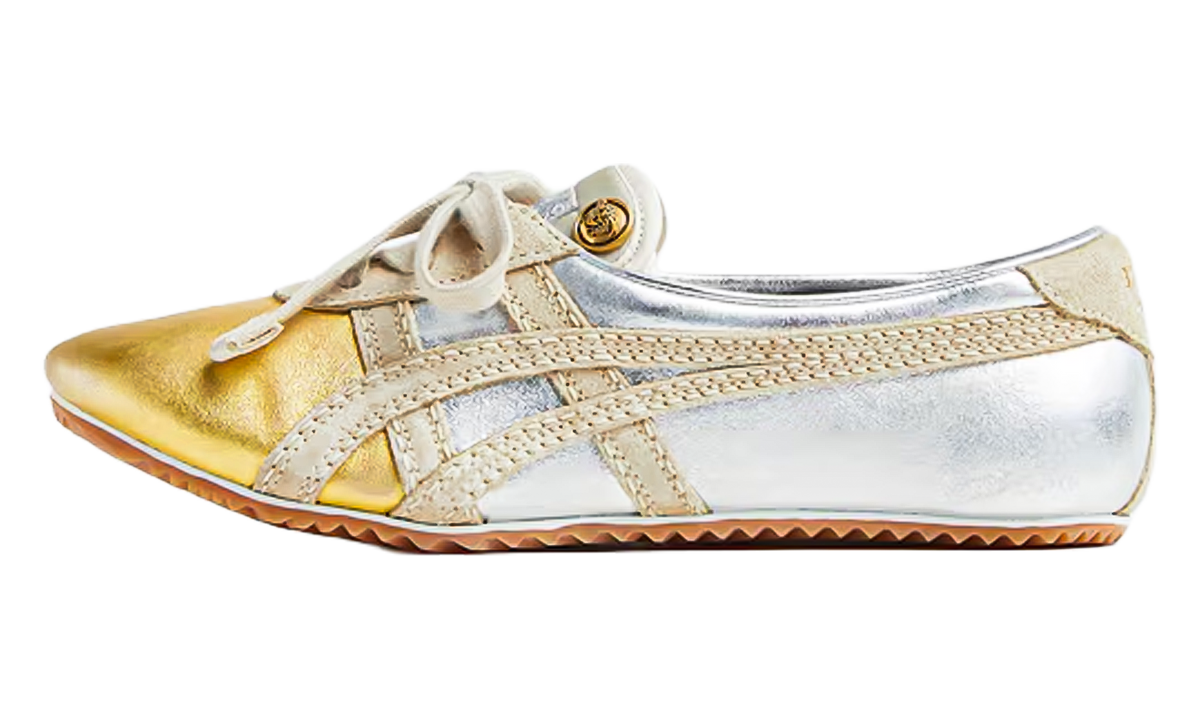 Women's Onitsuka Tiger Tai Chi Sakura Metallic Versace Sneakers - Silver Gold - product image from the listing.