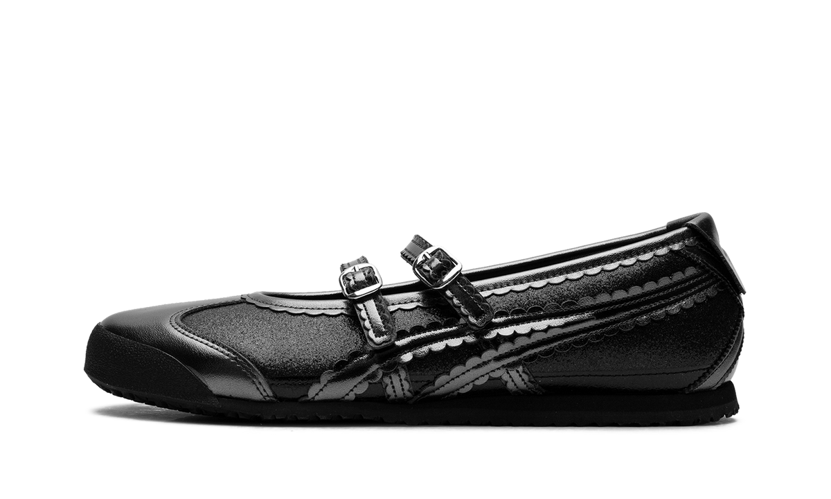 Women's Onitsuka Tiger Mexico 66 TGRS Glitter Pack Ballet Flats - Black Gunmetal - product image from the listing.