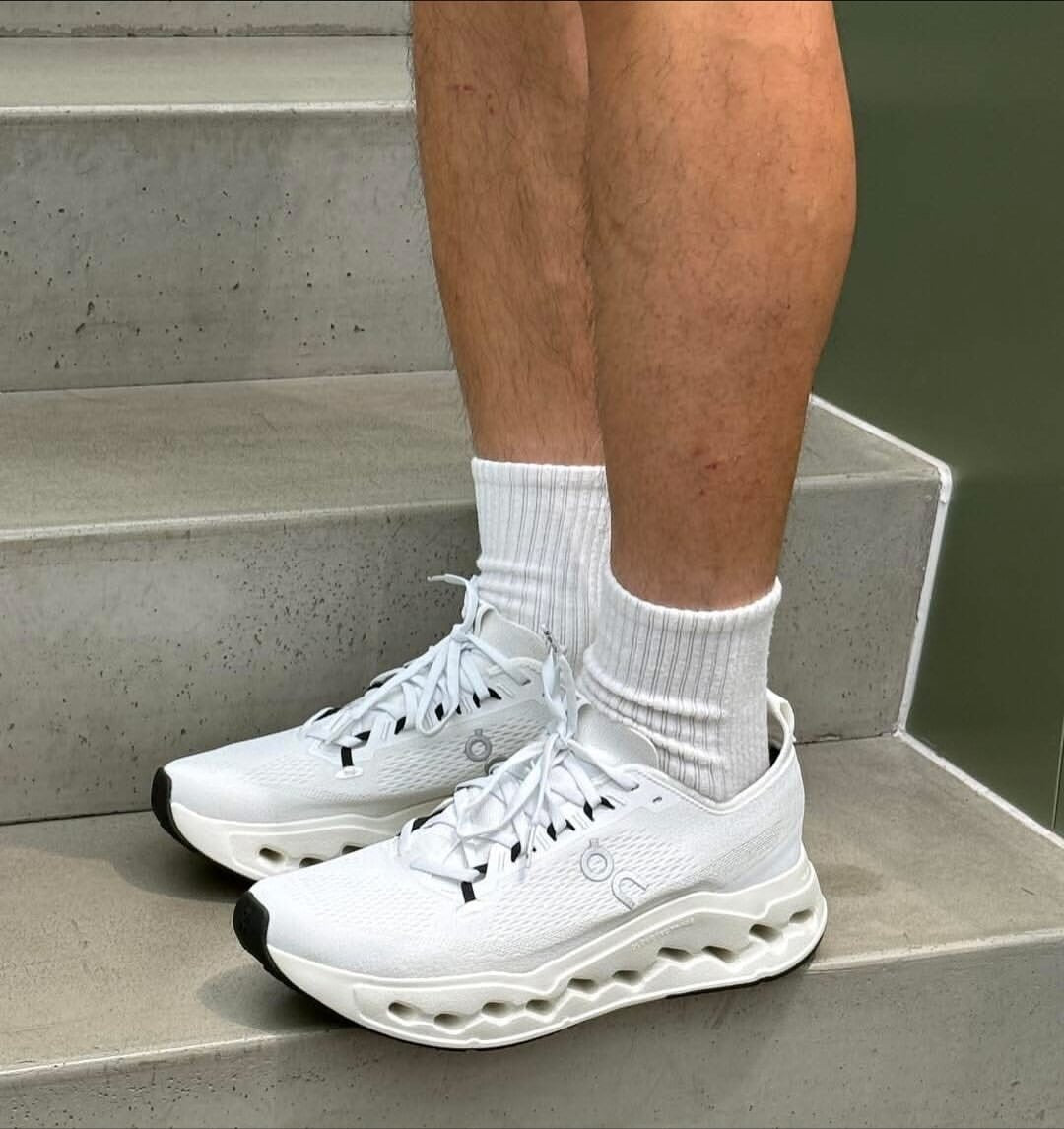 On Cloudsurfer Max Triple Running Shoes in White - product image from the listing.