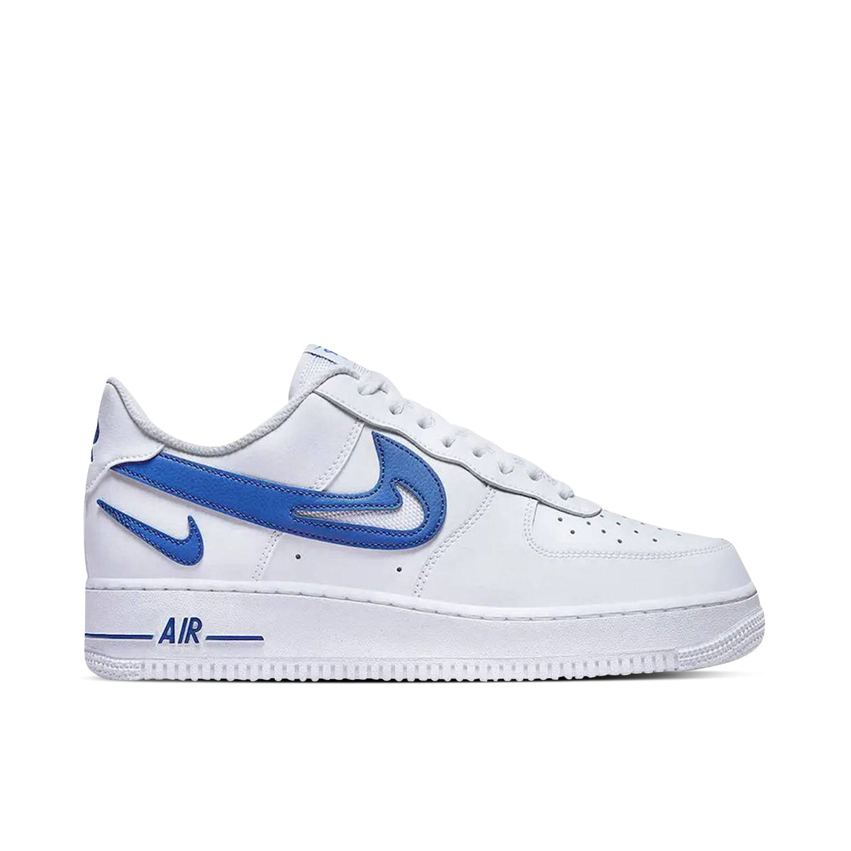 Nike Air Force 1 Low '07 FM Cut Out Swoosh White Game Sneakers in Royal - product image from the listing.