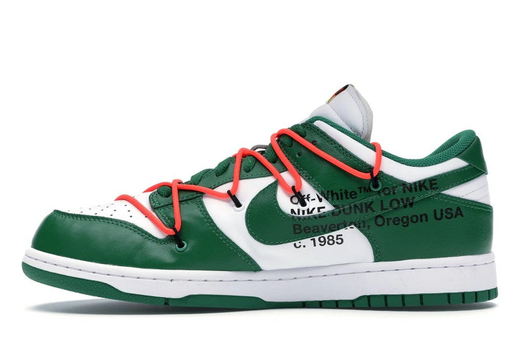 Nike Dunk Low Off-White Pine Sneakers in Green - product image from the listing.