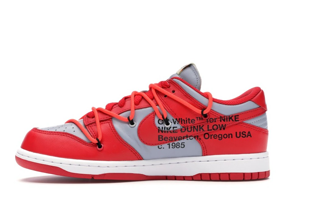 Nike Dunk Low Sneakers in Off-White University Red - product image from the listing.