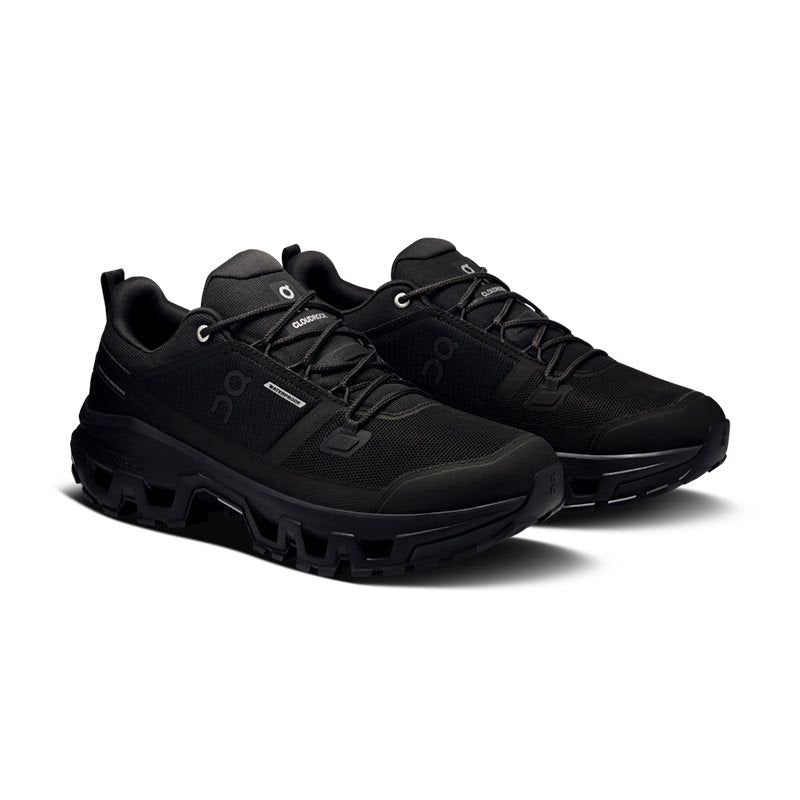 On Cloudrock Low Waterproof Black Hiking Footwear - product image from the listing.