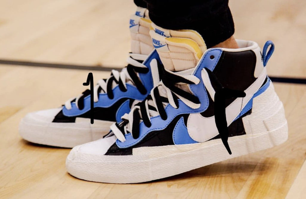 Sacai x Nike Blazer Mid Sneakers in Black Blue - product image from the listing.