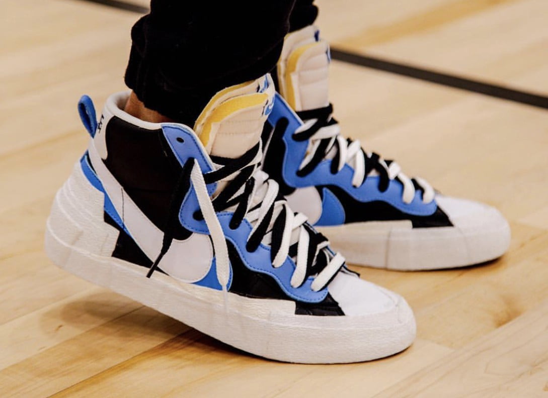 Sacai x Nike Blazer Mid Sneakers in Black Blue - product image from the listing.
