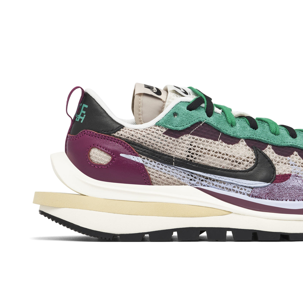 Sacai x Nike Vaporwaffle Sneakers in Red Green - product image from the listing.