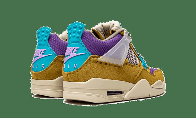 Union x Air Jordan 4 30th Anniversary Sneakers in Desert Moss Turquoise Blue - product image from the listing.