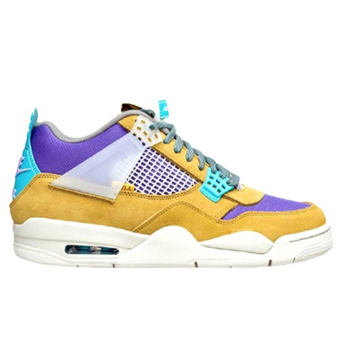 Union x Air Jordan 4 30th Anniversary Sneakers in Desert Moss Turquoise Blue - product image from the listing.