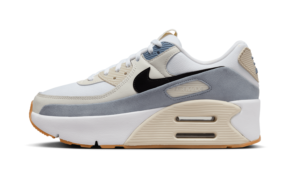 Women's Air Max 90 LV8 "White Ashen Slate Light Orewood Brown Black" FD4328 106 - product image from the listing.